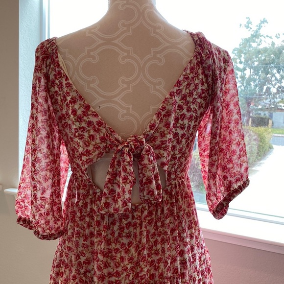 Code X Mode Red Floral Maxi Shirt Dress Red Size Small EUC Coquette - Picture 3 of 16